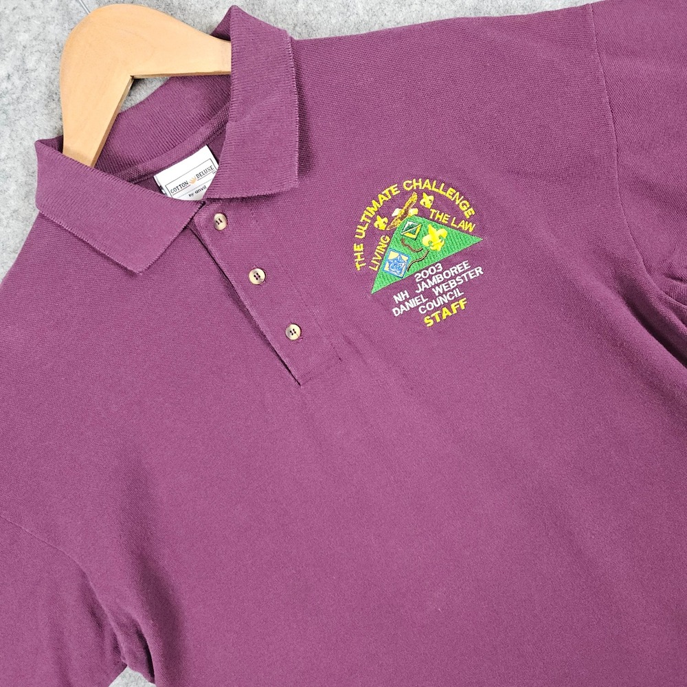 2003 NH Jamboree Daniel‎ Webster Council Staff Plum Polo Shirt Men's Size L BSA
